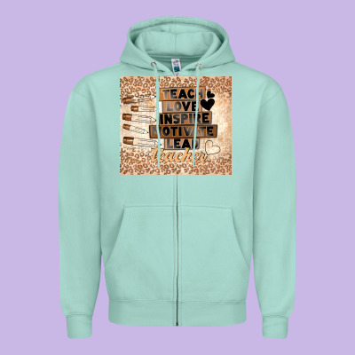 Black Teacher Zipper Hoodie Designed By Tumblerdesignbyshophia