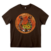 Chocolate Brown horseshoe circle Heavy Core Tee - JahusDesignShop