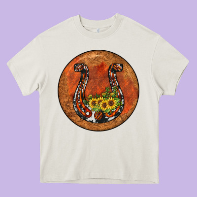 Horseshoe Circle Heavy Core Tee Designed By Jahusdesignshop