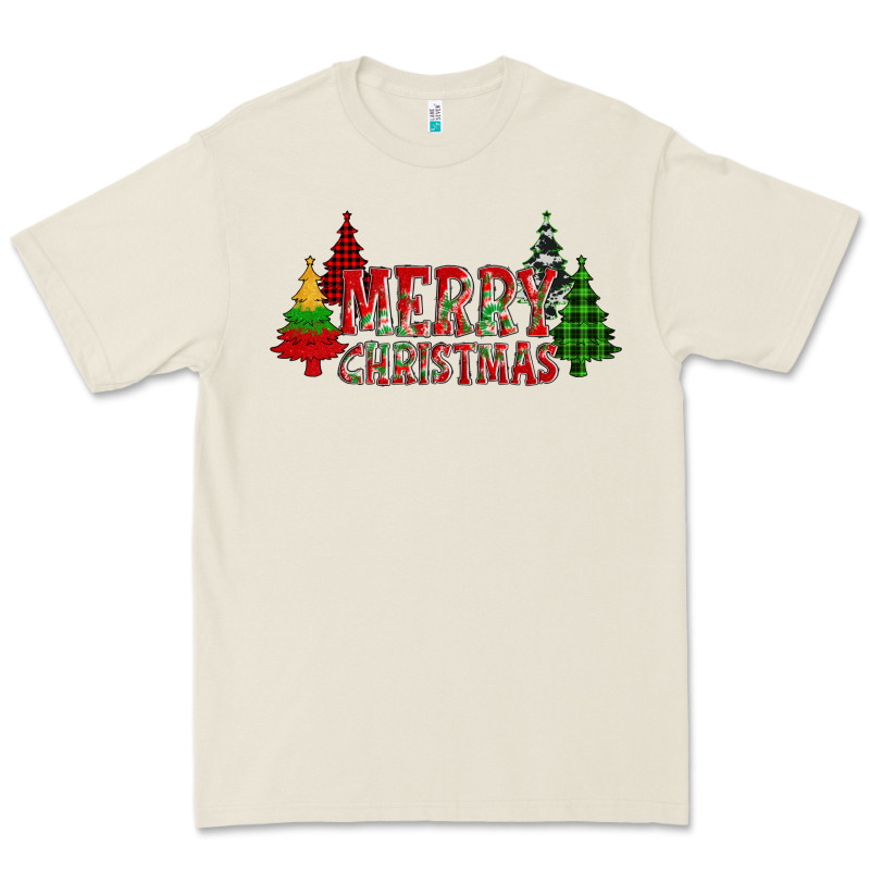 Merry Christmas Glitter Plaid Trees Premium Tee by AdoDesignShop | Teevron