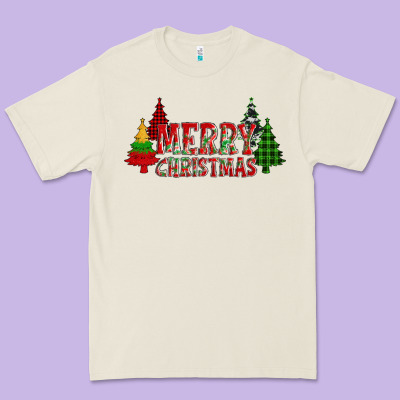 Merry Christmas Glitter Plaid Trees Premium Tee Designed By Adodesignshop