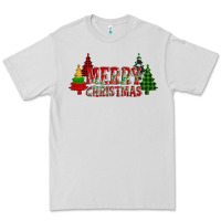 Dove Grey merry christmas glitter plaid trees Premium Tee - AdoDesignShop