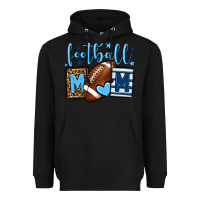 Black Football mom blue team color  mother's day Heavyweight Hoodie - HowdyJamesFarm
