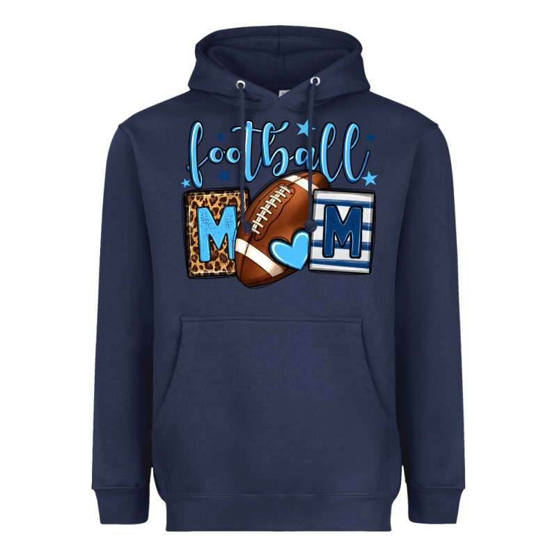 Football Mom Blue Team Color  Mother's Day Heavyweight Hoodie by HowdyJamesFarm | Teevron