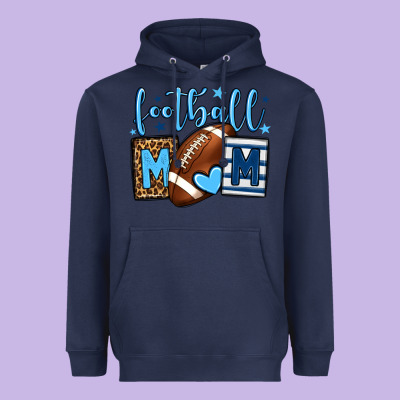 Football Mom Blue Team Color  Mother's Day Heavyweight Hoodie Designed By Howdyjamesfarm