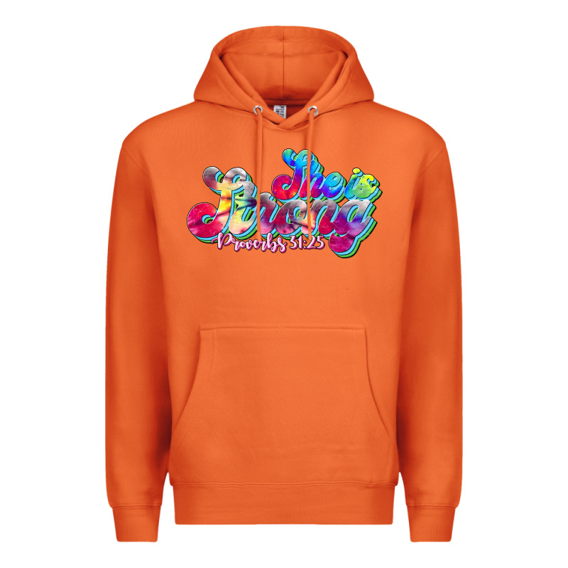 She Is Strong Proverbs 31:25 Premium Hoodie by JahusDesignShop | Teevron