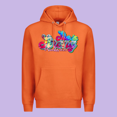 She Is Strong Proverbs 31:25 Premium Hoodie Designed By Jahusdesignshop