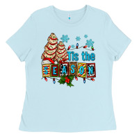 Baby Blue tis the season christmas tree cake ado Ladies Tee - AdoDesignShop