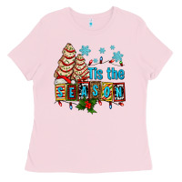 Bubblegum Pink tis the season christmas tree cake ado Ladies Tee - AdoDesignShop
