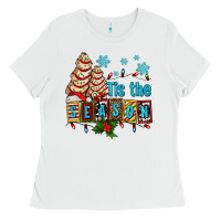 White tis the season christmas tree cake ado Ladies Tee - AdoDesignShop