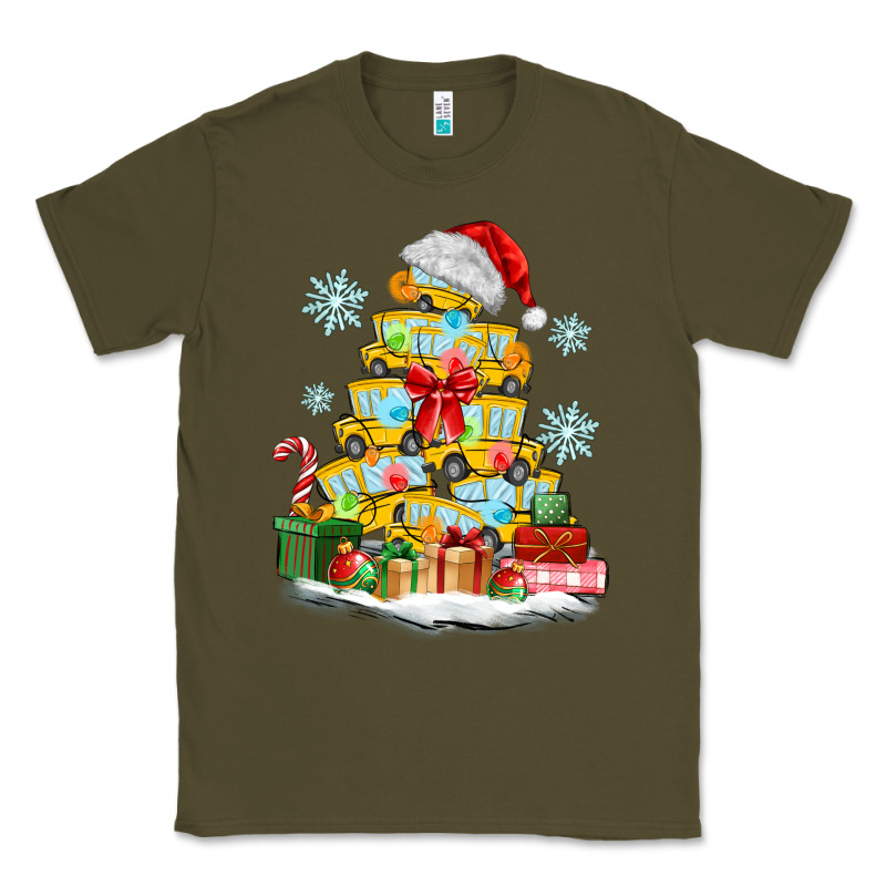 Christmas Tree With School Bus Classic Tee by MaliasSmallBusiness | Teevron