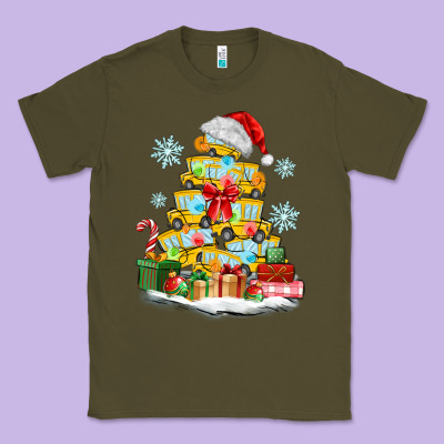 Christmas Tree With School Bus Classic Tee Designed By Maliassmallbusiness