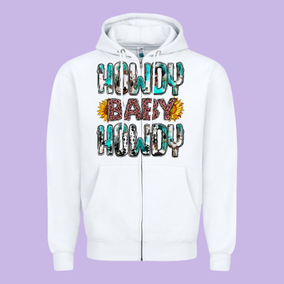 Western Howdy Baby Howdy Zipper Hoodie Designed By Howdyjamesfarm