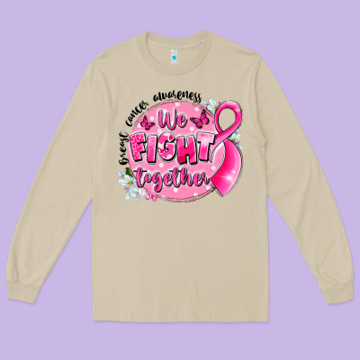 Breast Cancer Awareness We Fight Together Long Sleeve Tee Designed By Lillyallendesigns