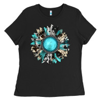 Black western sunflower gemstone Ladies Tee - JahusDesignShop