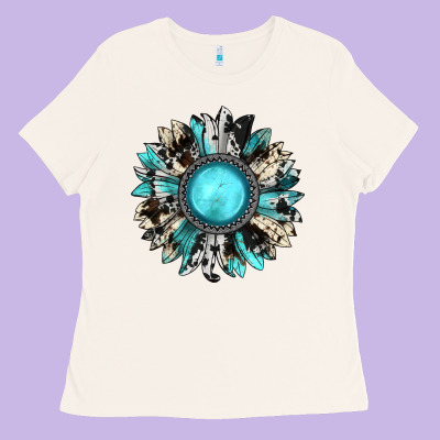 Western Sunflower Gemstone Ladies Tee Designed By Jahusdesignshop
