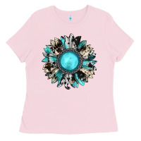 Bubblegum Pink western sunflower gemstone Ladies Tee - JahusDesignShop