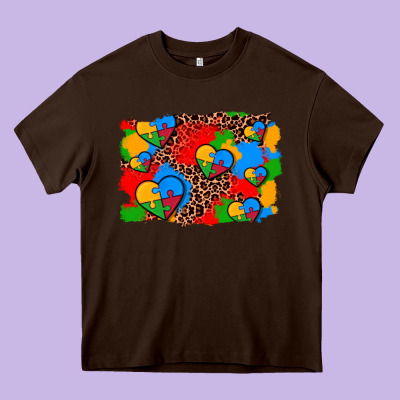 Autism Heart Background Heavy Core Tee Designed By Adodesignshop