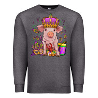 Charcoal Heather mardi gras pig Premium Sweatshirt - OliviaCreatesArt