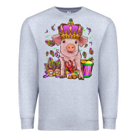 Heather Grey mardi gras pig Premium Sweatshirt - OliviaCreatesArt
