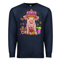 Navy mardi gras pig Premium Sweatshirt - OliviaCreatesArt