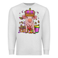 Oatmeal Heather mardi gras pig Premium Sweatshirt - OliviaCreatesArt