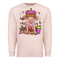 Pale Pink mardi gras pig Premium Sweatshirt - OliviaCreatesArt