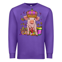 Purple mardi gras pig Premium Sweatshirt - OliviaCreatesArt