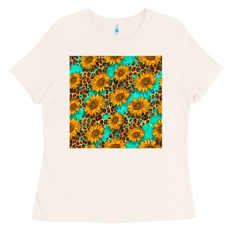 Sunflowers And Leopard Western Seamless Pattern Ladies Tee by BundleAndBundleShop | Teevron