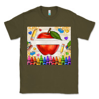 Army Green custom teacher name apple Classic Tee - NancyCooperArtShop