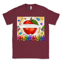 Burgundy custom teacher name apple Classic Tee - NancyCooperArtShop