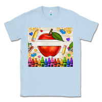 Dusty Blue custom teacher name apple Classic Tee - NancyCooperArtShop