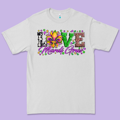 Love Mardi Gras Fleur De Lis Sunflower Leopard And Beads Premium Tee Designed By Artiststas