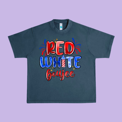 Red White Boujee Urban Heavy Tee Designed By Maliassmallbusiness