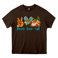 Chocolate Brown peace love fall ado Heavy Core Tee - AdoDesignShop