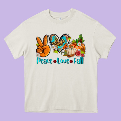 Peace Love Fall Ado Heavy Core Tee Designed By Adodesignshop