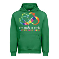 Emerald Love Needs No Words Heart Puzzle Autism Urban Hoodie - CowhideDigitalArt
