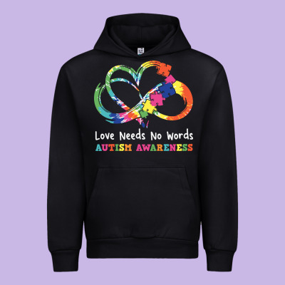 Love Needs No Words Heart Puzzle Autism Urban Hoodie Designed By Cowhidedigitalart