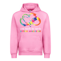 Fuchsia Pink Love Needs No Words Heart Puzzle Autism Urban Hoodie - CowhideDigitalArt