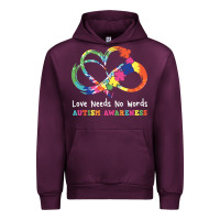Mauve Wine Love Needs No Words Heart Puzzle Autism Urban Hoodie - CowhideDigitalArt