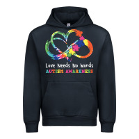 Navy Love Needs No Words Heart Puzzle Autism Urban Hoodie - CowhideDigitalArt