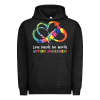 Pigment Black Love Needs No Words Heart Puzzle Autism Urban Hoodie - CowhideDigitalArt