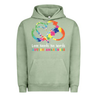 Pigment Oil Green Love Needs No Words Heart Puzzle Autism Urban Hoodie - CowhideDigitalArt