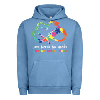 Pigment Pebble Blue Love Needs No Words Heart Puzzle Autism Urban Hoodie - CowhideDigitalArt