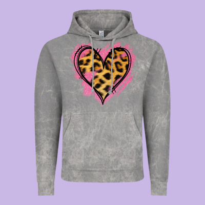 Leopard Pink Glitter Heart Vintage Hoodie Designed By Jasminsmagicworld