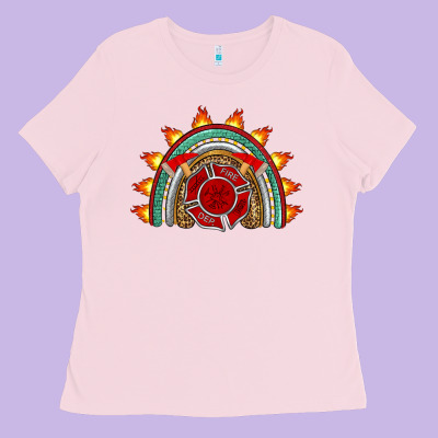 Firefighter Rainbow Ladies Tee Designed By Artiststas
