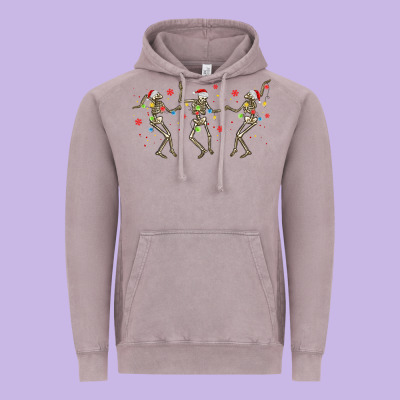 Dancing Skeleton Christmas Vintage Hoodie Designed By Maliassmallbusiness