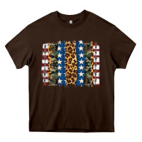 Chocolate Brown usa army pattern brushstroke Heavy Core Tee - Artiststas