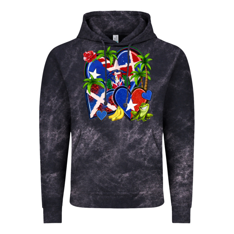 Puerto Rico With Dominican Republic Hearts Vintage Hoodie by NancyCooperArtShop | Teevron