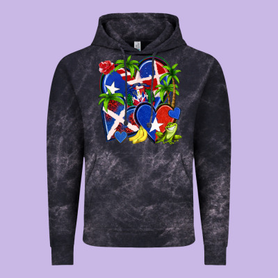 Puerto Rico With Dominican Republic Hearts Vintage Hoodie Designed By Nancycooperartshop